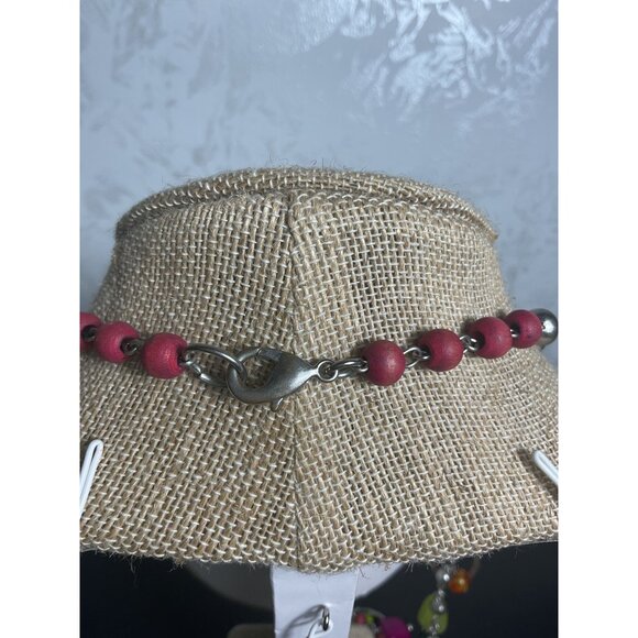 Colorful Beaded Necklace With Metal Balls & Lobster Clasp - Picture 4 of 5